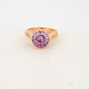 Estate PAJ Rose Tone Sterling Silver 925 Lavender Dillenium CZ Ring Sz 6